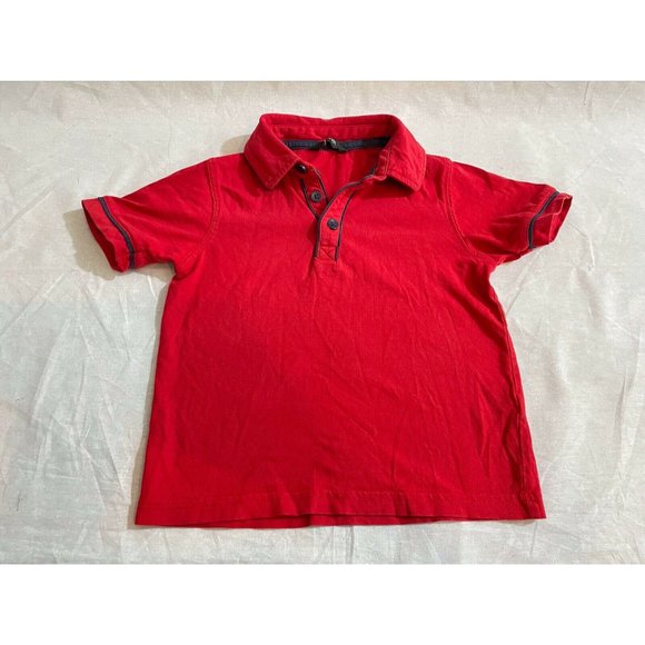 George Kids Boy T-Shirt Red Solid Short Sleeves Button 100%Cotton Size 2Yrs - Picture 1 of 8
